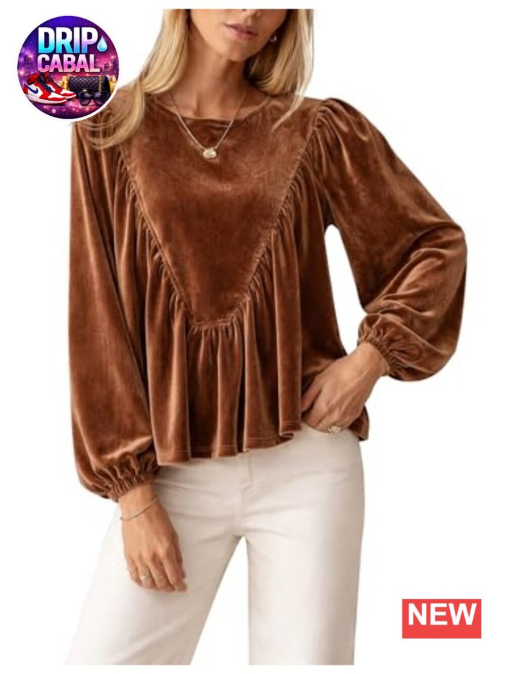 Velvet Peplum Blouse Long Sleeve Ruched Top Puff Sleeve